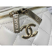 Chanel Mini Top Handle Vanity Case White Shiny Lambskin Gold Hardware 13.5x13.5x11.5cm - 2