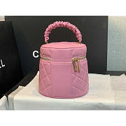 Chanel Mini Top Handle Vanity Case Pink Shiny Lambskin Gold Hardware 13.5x13.5x11.5cm - 5