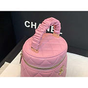 Chanel Mini Top Handle Vanity Case Pink Shiny Lambskin Gold Hardware 13.5x13.5x11.5cm - 4