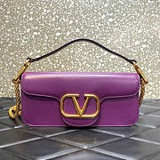 Valentino Garavani VLogo Leather Shoulder Bag Purple 27x13x6cm - 1