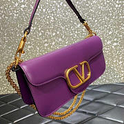 Valentino Garavani VLogo Leather Shoulder Bag Purple 27x13x6cm - 4