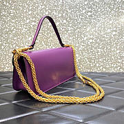 Valentino Garavani VLogo Leather Shoulder Bag Purple 27x13x6cm - 3