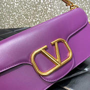 Valentino Garavani VLogo Leather Shoulder Bag Purple 27x13x6cm - 2