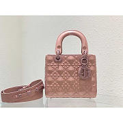 Dior Small Lady ABC Calfskin Diamond Rose Pink 20x17x9cm - 1