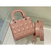 Dior Small Lady ABC Calfskin Diamond Rose Pink 20x17x9cm - 3