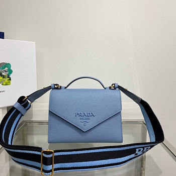 Prada Monochrome Saffiano Leather Bag Blue 21x14x6.5cm