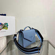 Prada Monochrome Saffiano Leather Bag Blue 21x14x6.5cm - 3