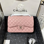 Chanel Flap Bag Jumbo Lambskin Silver Pink 30cm - 1