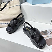 Prada Quilted Nappa Leather Flatform Sandals Black - 2