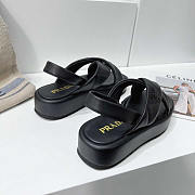 Prada Quilted Nappa Leather Flatform Sandals Black - 3