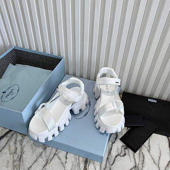 Prada Sporty Woven Nylon Tape Sandals White