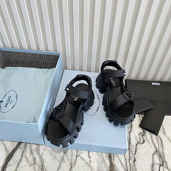 Prada Sporty Woven Nylon Tape Sandals Black