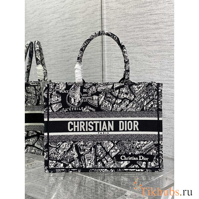 Dior Book Tote Medium Plan de Paris Embroidery Black 36 x 27.5 x 16.5 cm - 1