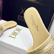Dior Dway Slide Gold-Tone Cotton Embroidered Slides - 5