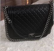 Chanel Leboy Lambskin Black Silver 30cm - 4