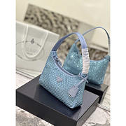 Prada Bag Blue Satin Crystal Mini Bag 23x13x5cm - 5
