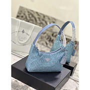 Prada Bag Blue Satin Crystal Mini Bag 23x13x5cm - 3