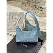 Prada Bag Blue Satin Crystal Mini Bag 23x13x5cm - 2