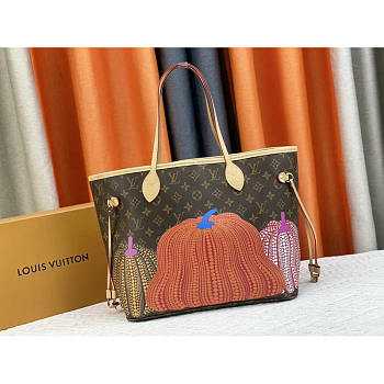 Louis Vuitton LV x YK Neverfull MM Pumpkin Print 31x28x14cm 