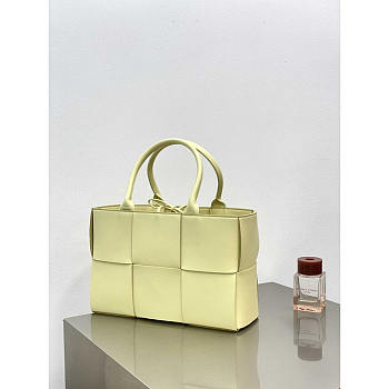 Bottega Veneta Arco Lambskin Leather Tote Bag Light Yellow 30x20x11.5cm