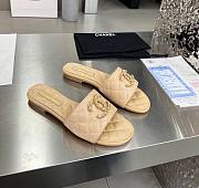 Chanel 23P Gold CC Mules Slide Sandal Beige - 1