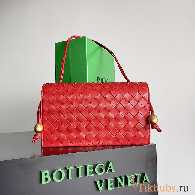 Bottega Veneta Trio Pouch On Strap Red 25x14.5x5cm - 1