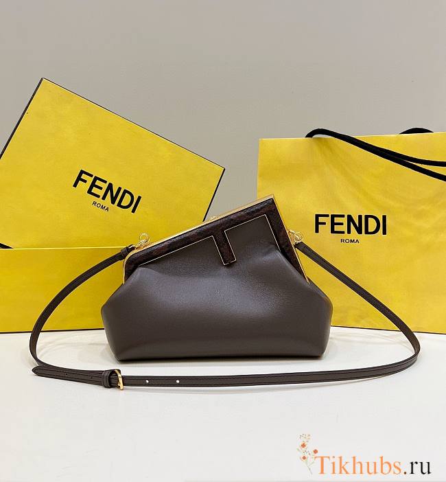 Fendi First Small Dark Brown Python Leather Bag 26x9.5x18cm - 1