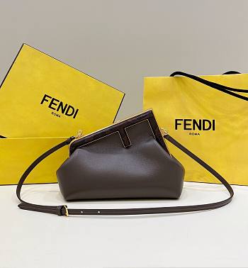 Fendi First Small Dark Brown Python Leather Bag 26x9.5x18cm