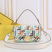 Fendi Baguette Multicolor Canvas Bag With FF Embroidery 27x15x6cm - 1