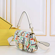 Fendi Baguette Multicolor Canvas Bag With FF Embroidery 27x15x6cm - 5