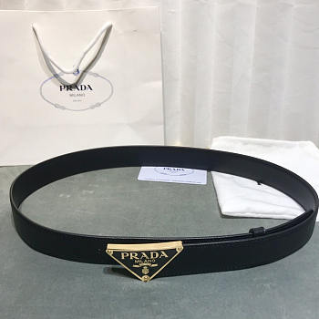 Prada Saffiano Leather Belt Black & Gold 3cm