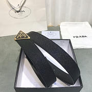 Prada Saffiano Leather Belt Black & Gold 3cm - 5