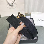 Prada Saffiano Leather Belt Black & Gold 3cm - 2