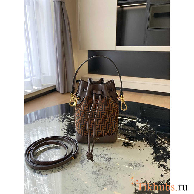 Fendi Mon Tresor FF Print Mini Bag Brown 18x10x12cm - 1