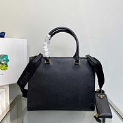 Prada Medium Saffiano Leather Handbag Black 28x22x9cm - 6