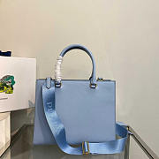 Prada Medium Saffiano Leather Handbag Blue 28x22x9cm - 6