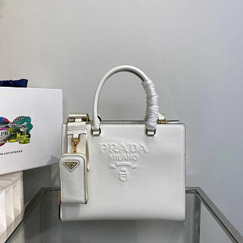 Prada Medium Saffiano Leather Handbag White 28x22x9cm