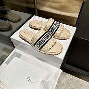 Dior Dway Slide Jute-Colored Embroidered Raffia and Cotton  - 5