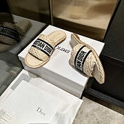 Dior Dway Slide Jute-Colored Embroidered Raffia and Cotton  - 4
