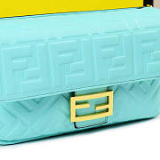 Fendi Baguette Turquoise Nappa Leather Bag 27x6x15cm - 3