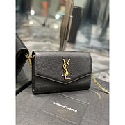 YSL Uptown Chain Wallet Gold Black 19x12x4cm - 5