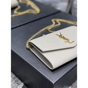 YSL Uptown Chain Wallet Gold White 19x12x4cm - 5