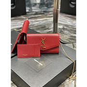 YSL Uptown Chain Wallet Gold Red 19x12x4cm - 1