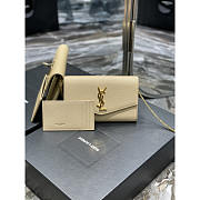 YSL Uptown Chain Wallet Gold Beige 19x12x4cm - 1