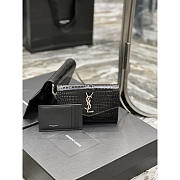 YSL Uptown Chain Wallet Silver Black Crocodile 19x12x4cm - 1