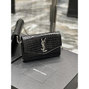 YSL Uptown Chain Wallet Silver Black Crocodile 19x12x4cm - 6