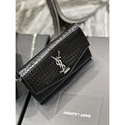 YSL Uptown Chain Wallet Silver Black Crocodile 19x12x4cm - 4