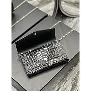 YSL Uptown Chain Wallet Silver Black Crocodile 19x12x4cm - 3