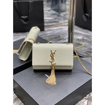 YSL Kate Crocodile White Gold 20x13.5x5.5cm