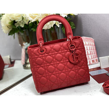 Dior Medium Lady Dior Bag Jade Red 24cm